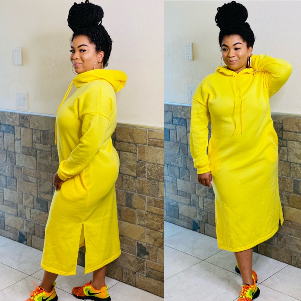 NWT HOODIE DRESS [YELLOW] - Picture 2 of 11